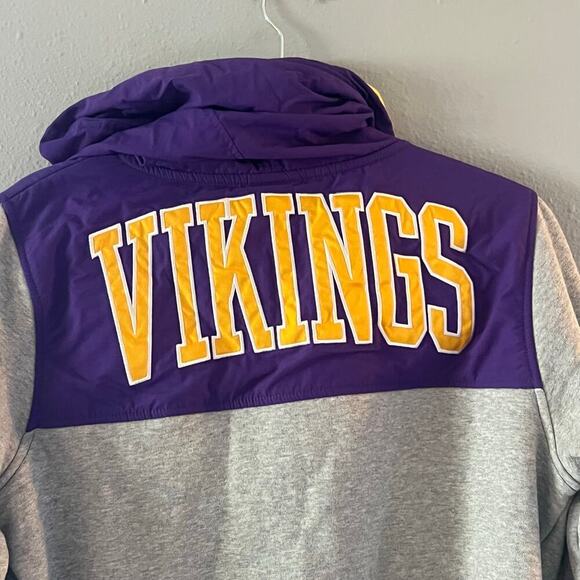 NFL Minnesota Vikings New Era Full Zip Hoodie Women’s Medium Gray Purple Gold - Picture 2 of 9